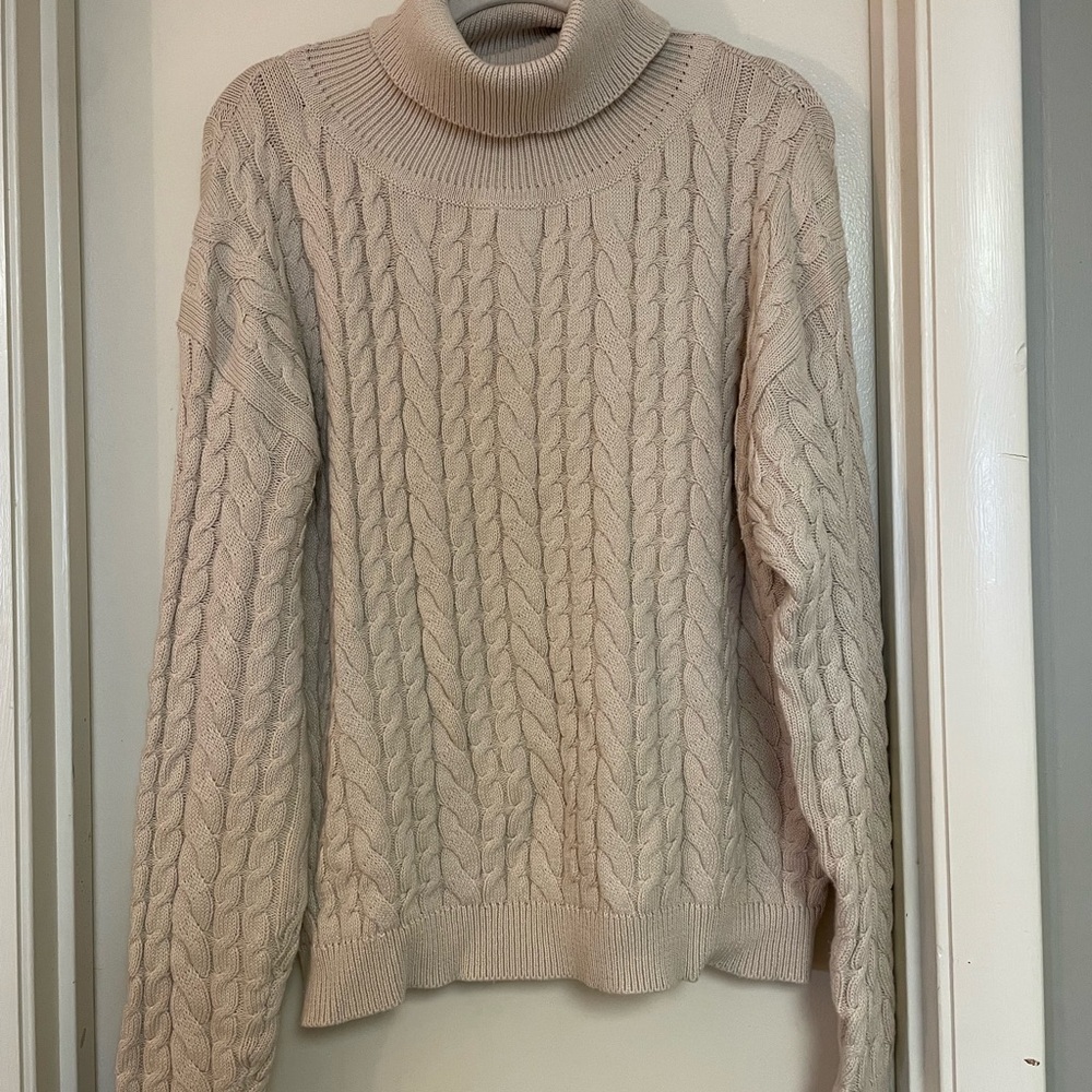 Neuflora ~ Cozy Cream Cable Knit Turtleneck Sweater